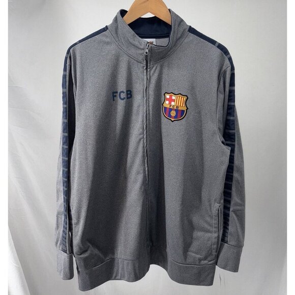 FC Barcelona Grey Warm Up Jacket Full Zip Men's Size XL Extra Large Soccer Mint - Picture 1 of 11